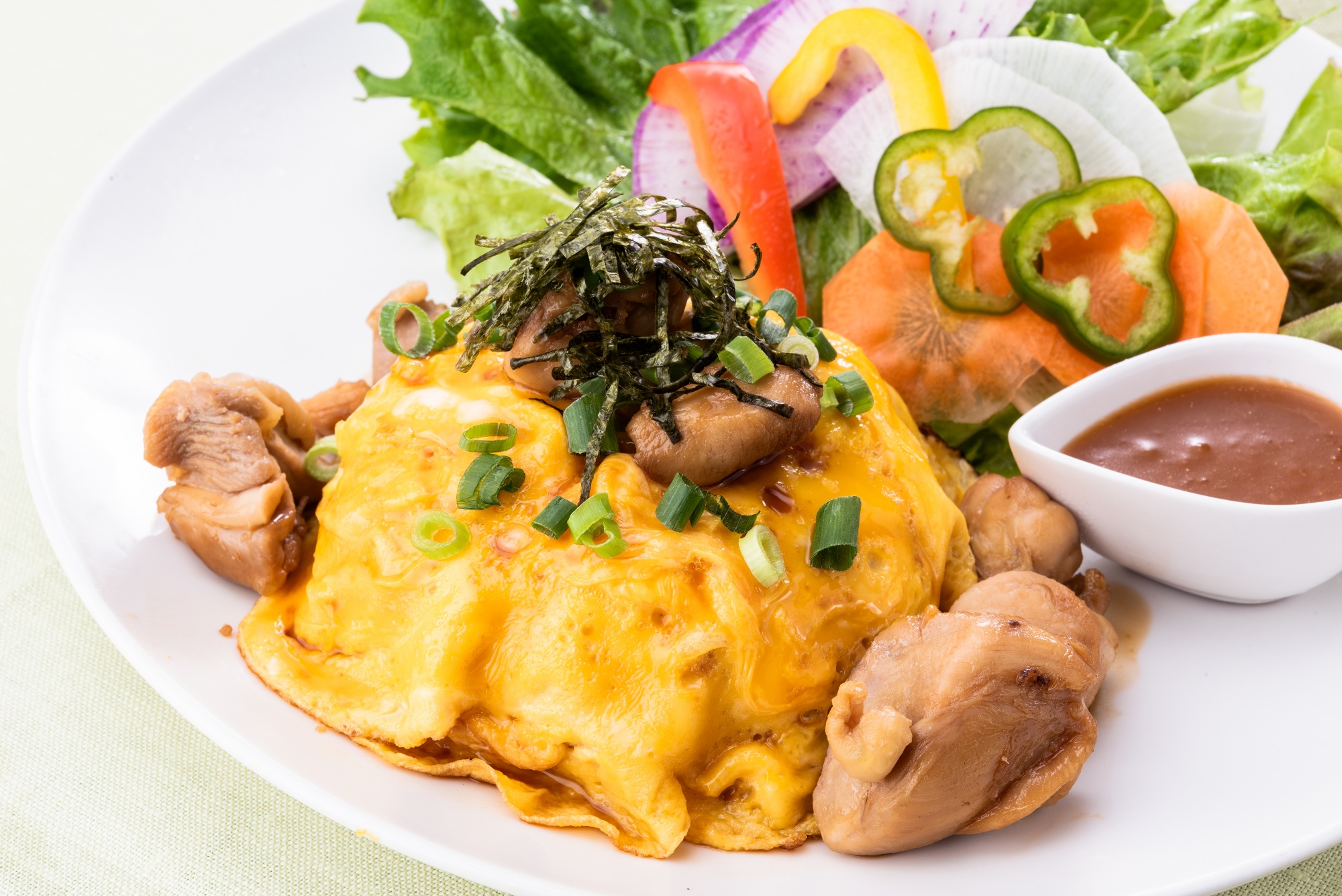 大山鶏の照り焼き和風オムライス